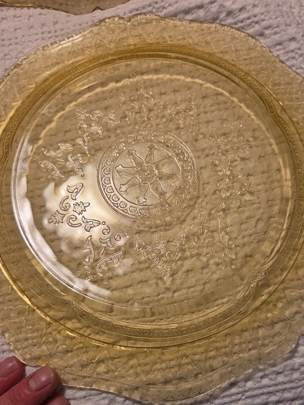 Vintage Federal Glass Patrician Spoke Pattern Dinner Plate Set Of 2